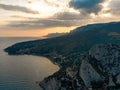 Sunset over the sea and mountains. Crimea