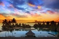 Sunset over the sea and mountains, Tahiti Royalty Free Stock Photo