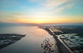 Sunset over a sea mouth in Northern Vietnam