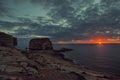 Sunset over the sea near the Gozo island, Malta. - Image