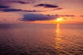 Sunset over the sea. Ocean sunset. Calm sea. Seascape. Ocean landscape background. Tenerife, Canary Islands Royalty Free Stock Photo
