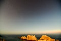 night sky over arnia playa beach, pielagos santander spain Royalty Free Stock Photo