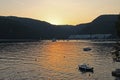 Sunset over the sea in Rabac Croatia Royalty Free Stock Photo