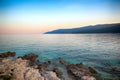 Sunset over the sea in Rabac Croatia Royalty Free Stock Photo
