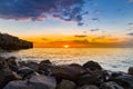 Sunset over sea rocky coast Royalty Free Stock Photo