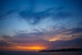 Sunset over the sea.Sunset / sunrise with clouds, light rays and other atmospheric effect. sunset over the sea, Royalty Free Stock Photo