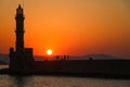 Sunset over sea water - Greece, Crete island Royalty Free Stock Photo