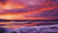 sunset over the sea a watercolor painting of a sunset sky with orange and purple hues Royalty Free Stock Photo