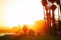 Sunset over the seafront of Long Beach, California