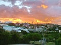 Sunset over the seaside hills in Mossel Bay Royalty Free Stock Photo