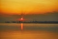 Sunset over the Seine estuary near Le Havre in Normandy, Northern France