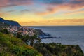 Sunset over Seixal beach village on Madeira, Portugal