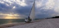 Sunset over shipwreck on the coast of Clam Pass in Naples Royalty Free Stock Photo