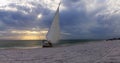 Sunset over shipwreck on the coast of Clam Pass in Naples Royalty Free Stock Photo