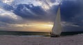 Sunset over shipwreck on the coast of Clam Pass in Naples Royalty Free Stock Photo