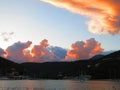 Sunset over Sivota bay on Lefkada island Royalty Free Stock Photo