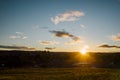 Sunset over small country town