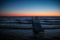 Sunset over a small dock in Sister Bay in Door County, Wisconsin Royalty Free Stock Photo