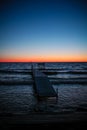 Sunset over a small dock in Sister Bay in Door County, Wisconsin Royalty Free Stock Photo