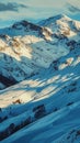 Sunset over snow-covered mountains Royalty Free Stock Photo