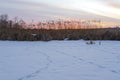 Sunset over snow covered wildlife refuge in eagan Royalty Free Stock Photo