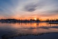Sunset over a snowy and cold varmland, Sweden