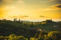 Sunset over South Styria vineyard landscape in Steiermark, Austria