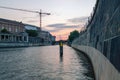 Sunset over Spree river near museum island. Royalty Free Stock Photo