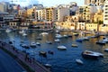 Sunset over the St. Julians Bay in Malta Royalty Free Stock Photo