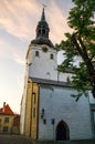 Sunset over St Mary`s Cathedral Dome Church on Toompea Hill in old Tallinn, Estonia Royalty Free Stock Photo