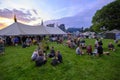 Sunset over the Stalls and Marque at the Green Gathering Festival