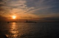 Sunset over a Statue of Liberty Royalty Free Stock Photo