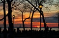 Sunset over a Statue of Liberty Royalty Free Stock Photo