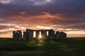 Sunset over Stonehenge Royalty Free Stock Photo