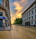 Sunset over the streets in Sofia