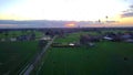 Sunset over suburban landscape: aerial perspective