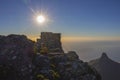 Sunset over the Table Mountain cable car station Royalty Free Stock Photo