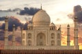 Sunset over Taj Mahal mausoleum Royalty Free Stock Photo