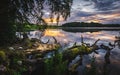 Sunset over Talkin Tarn lake Royalty Free Stock Photo
