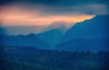 Sunset over Tatras mountain silhouette, Slovakia Royalty Free Stock Photo