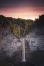 Sunset over Taughannock falls during fall Royalty Free Stock Photo