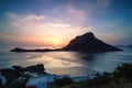 Sunset over Telendos island Royalty Free Stock Photo