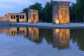 Sunset over the Temple de debod in Madrid Royalty Free Stock Photo