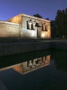 Sunset over the Temple de debod in Madrid. Royalty Free Stock Photo