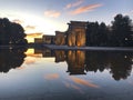 Sunset over the Temple de debod in Madrid. Royalty Free Stock Photo