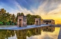 Sunset over the The Temple of Debod in Madrid, Spain Royalty Free Stock Photo