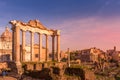 Temple of Saturn and roman forum ancient ruins, Rome, Italy Royalty Free Stock Photo