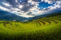 Sunset over Terraced rice fields, Mu Cang Chai, Yen Bai, Vietnam Royalty Free Stock Photo