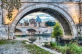 Sunset over the Tiber river in Rome, Italy Royalty Free Stock Photo