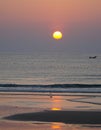 Sunset over to ocean at a beach near MÃÂ©i NÃÂ©, Vietnam.